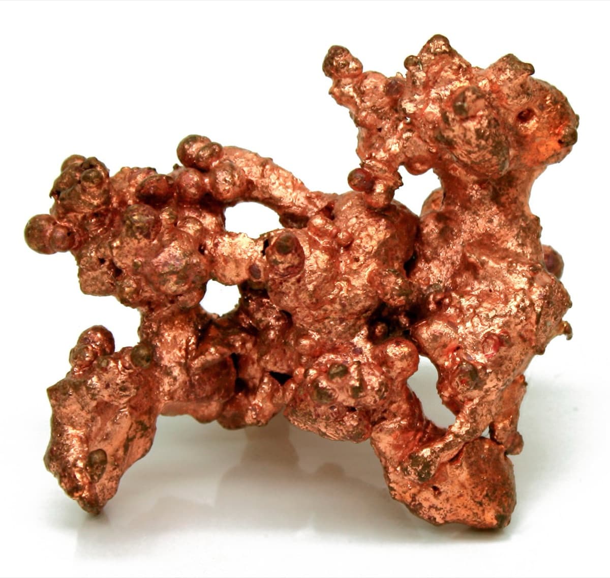 Macro of Native Copper about 1 ½ inches (4 cm) in size