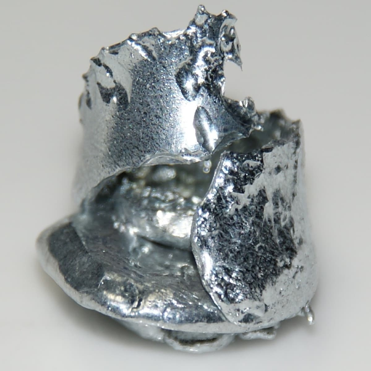 Solid gallium, fresh and after some time (2 months) at room temperature