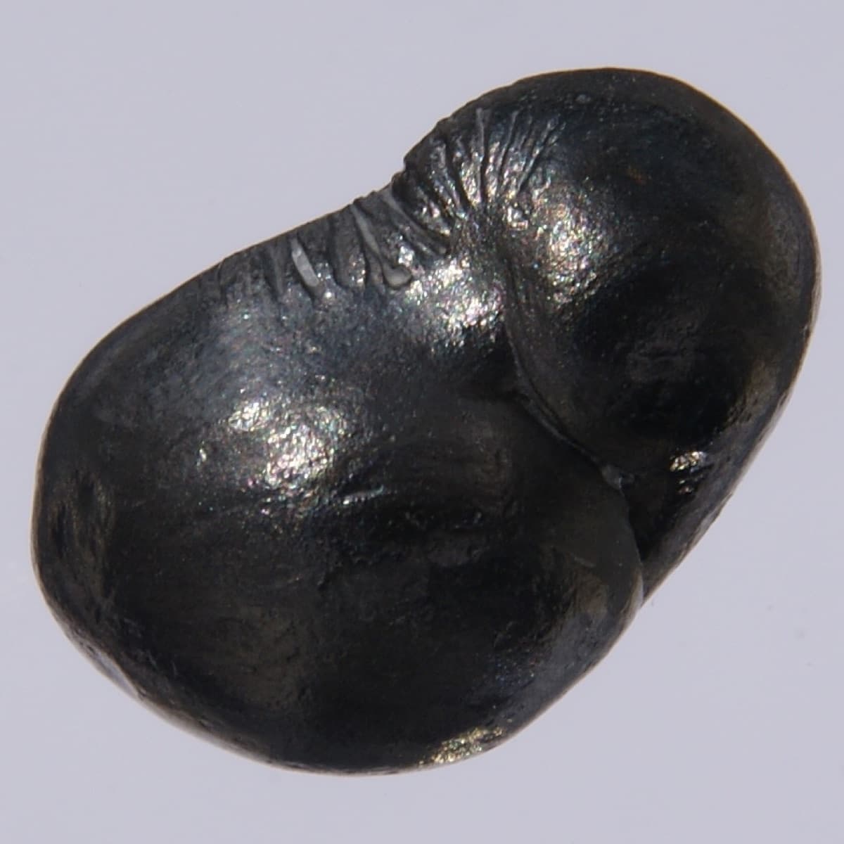 Pure Beryllium bead, 2.5 grams. Original size in cm: 1 x 1.5