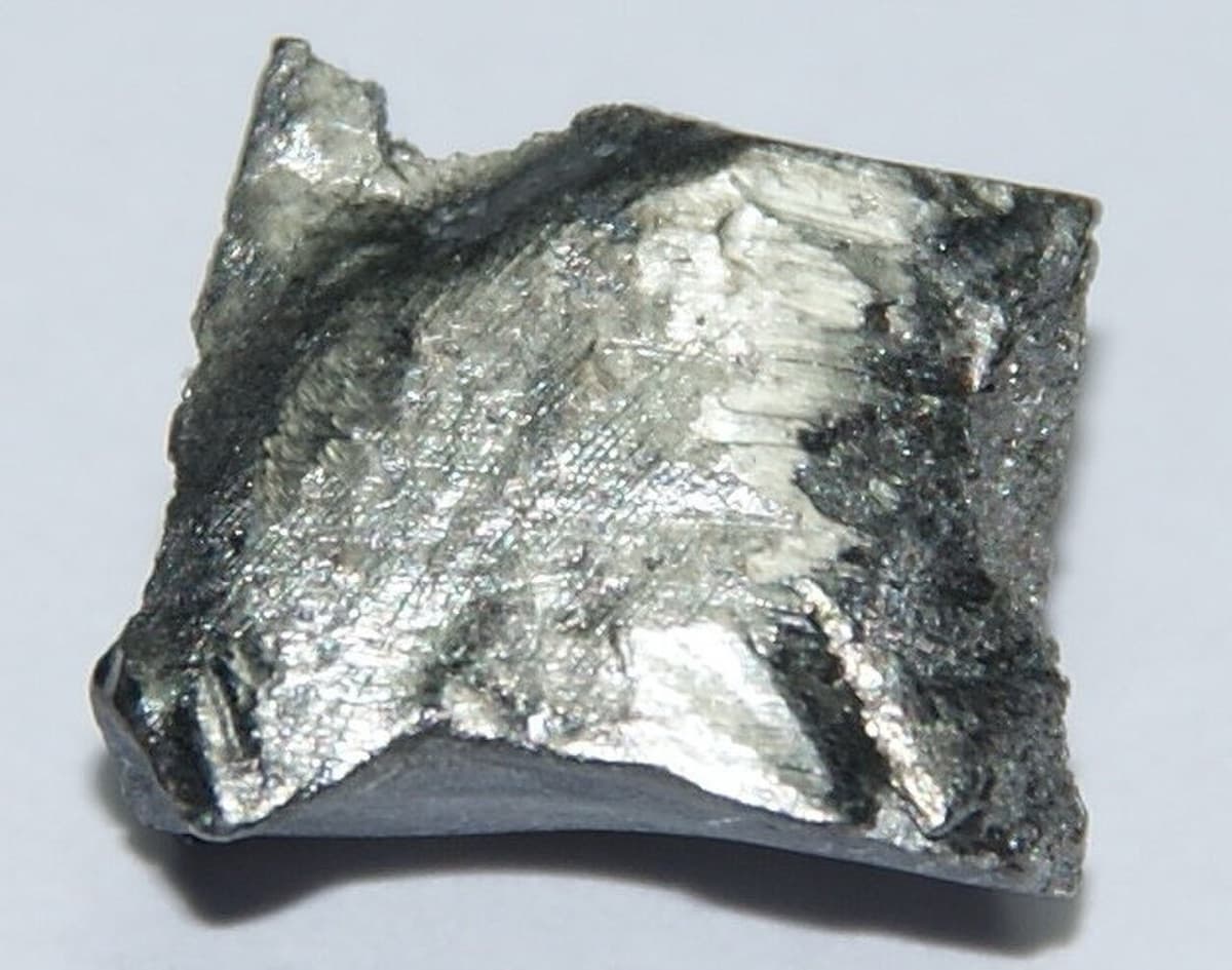 Pure Terbium, 3 grams. Original size: 1 cm